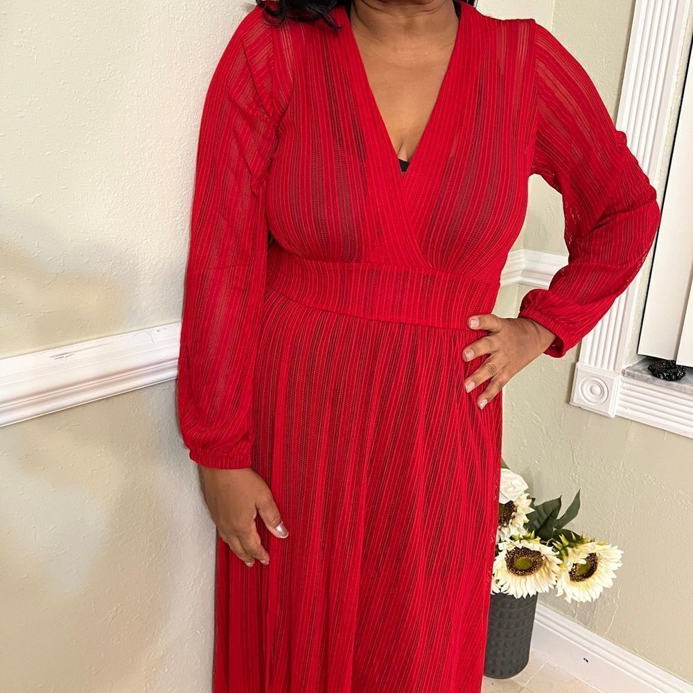 Ruby Red Veil Maxi Dress MEDIUM SIZE - Picture 9 of 10
